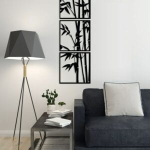 هوم جاليري جدارية شكل البامبو ملصق حائط ستيكر 3 لوحات 40X125 سم
