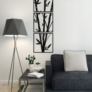 هوم جاليري جدارية شكل البامبو ملصق حائط ستيكر 3 لوحات 40X125 سم