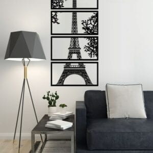 هوم جاليري جدارية شكل برج ايفل ملصق حائط ستيكر 4 لوحات 60X125 سم