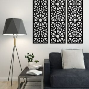 هوم جاليري جدارية شكل أسلوب الأرابيسك ملصق حائط ستيكر 3 لوحات 80X80 سم