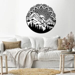 Beautiful mountain View Wood Wall decal art 80x80