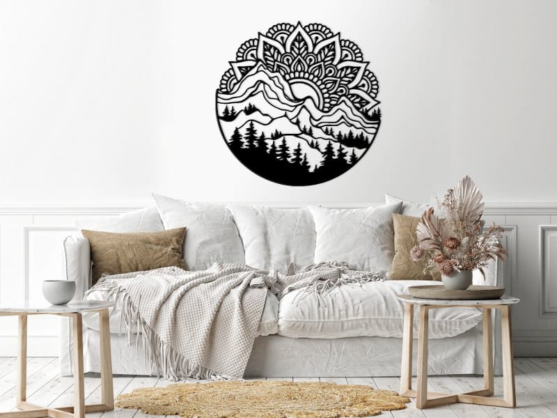 ماونتن فيو ملصق حائط 80x80 أسود