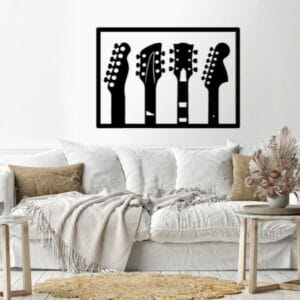 Beautiful musical instruments Wood Wall decal art 60x90 Black