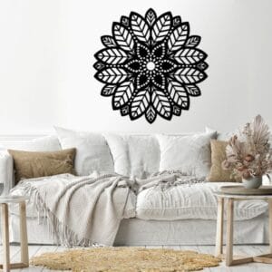 Geometric shape flower Wood Wall decal art 80x80 Black