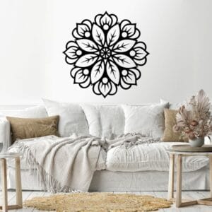 Geometric shape flower wall Sticker 80x80 Black