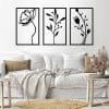 Leaves shape 3 panels wall Sticker 80x150 Black
