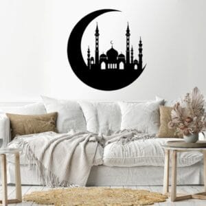Indian mosque Wood Wall art 80x80 Black