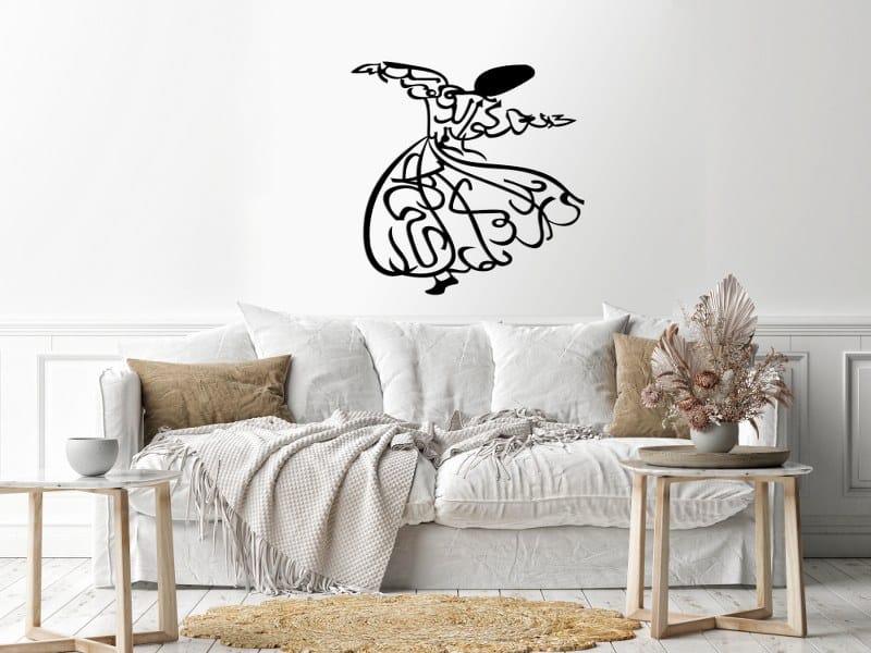 Sufi dervish Wood Wall art 80x80 Black