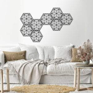 Decorative hexagonal 8 pieces wall sticker 20x20 Black