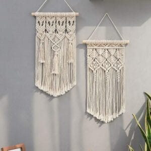 Beautiful 2 Pieces Macrame Woven Wall Hanging Boho Chic Handmade