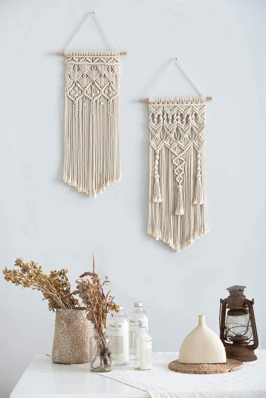 Amazing 2 Pieces Macrame Woven Wall Hanging Boho Chic Handmade