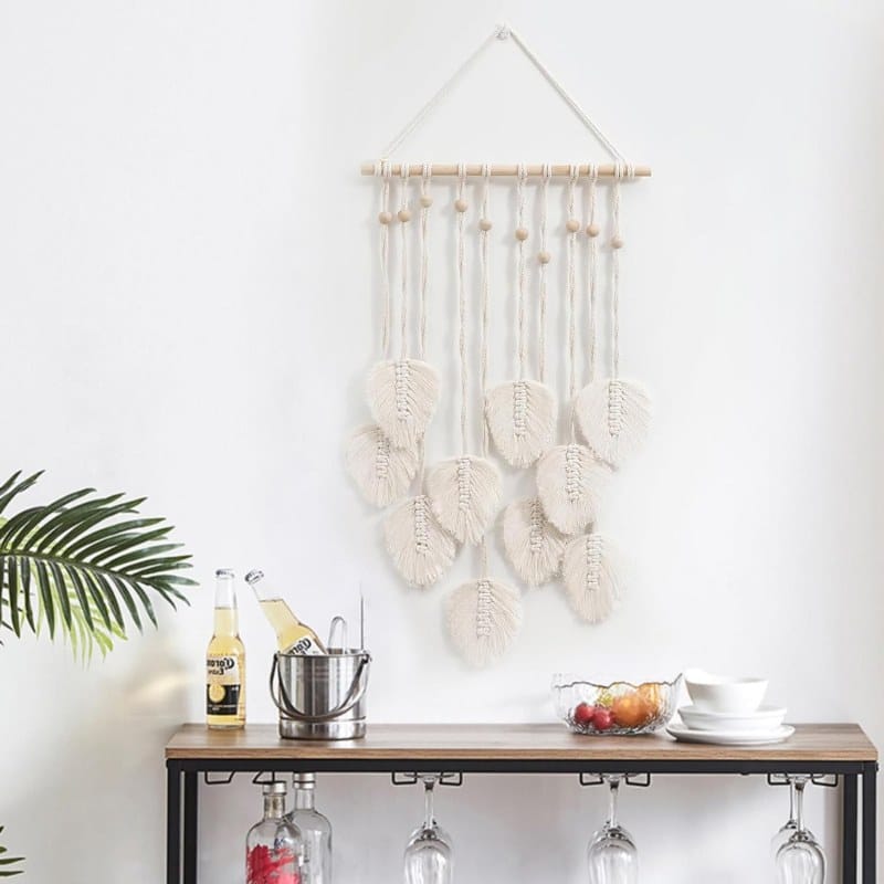 Beautiful Boho Macrame Tapestry Woven Wall Hanging Leaf Feather Wall