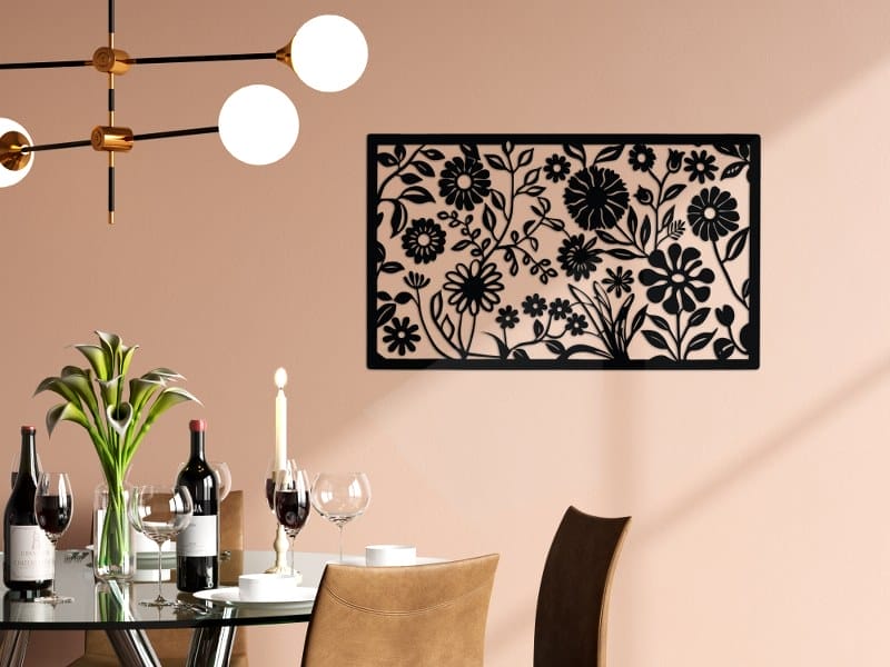 لوحة جدارية خشبية لديكور زهور مستوحاة من الطبيعة، ١٠٠×٦٠ سم