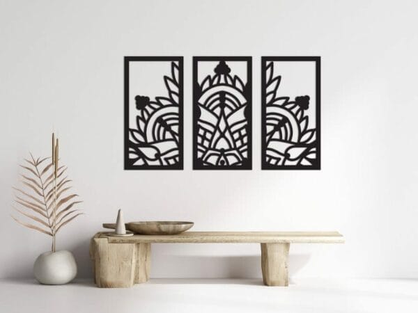 Set Of 3 Mandala Panels Wood Wall Art 130x80