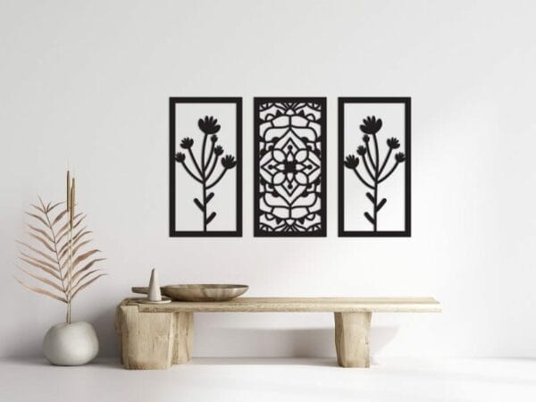Roses Three Panel Decor Wood Wall Art 130x80