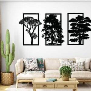 Tree Triptych Laser Cut Wood Wall Art 155x70
