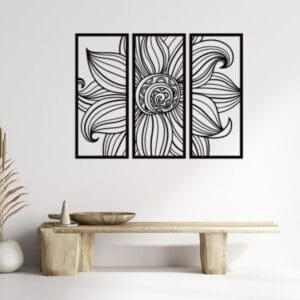Abstract Sunflower Triptych Wood Wall Art 107x80