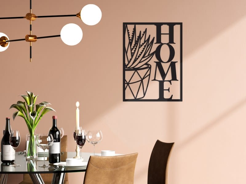 Home Word with Succulent Wood Wall Art 60x45