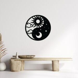 Sun and Moon Yin Yang Wood Wall Art 55x55