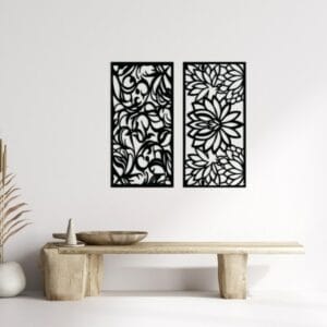 Floral and Filigree Wall Panel Set Wood Wall Art 85x80