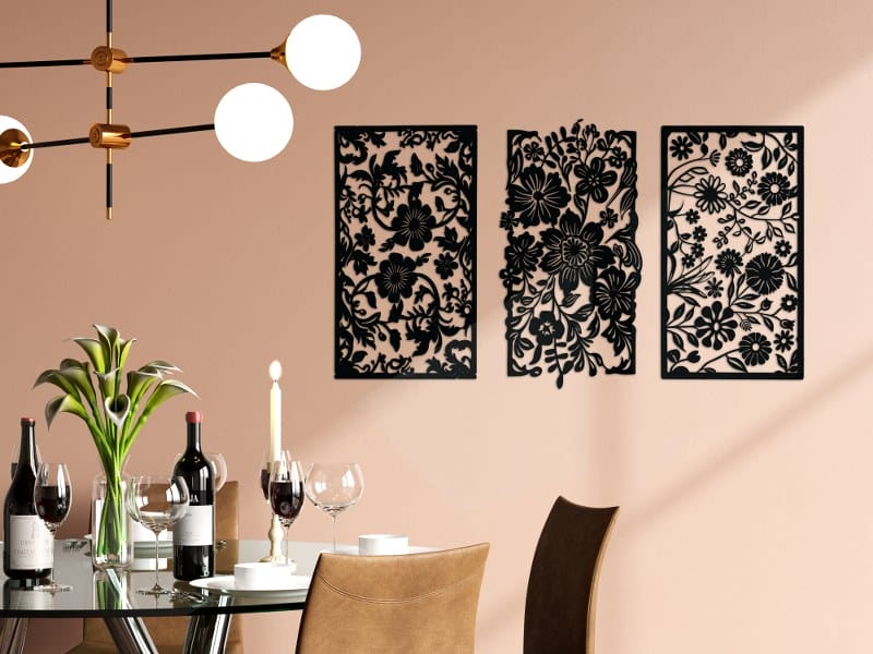 Breaking Borders Floral Triptych Wood Wall Art 175x80