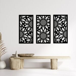 Sunflower Triptych Wood Wall Art 135x80