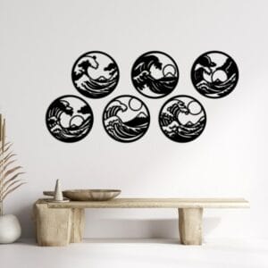Japanese Great Wave Wood Wall Art Set 165x75