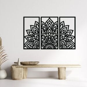 Half Mandala Triptych Wood Wall Art 125x80