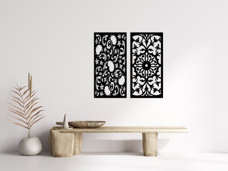 Moroccan Paisley and Mandala Panel Set Wood Wall Art 85x80