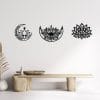 Lotus and Crescent Moon Wood Wall Art Set 185x40
