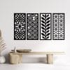Eclectic Geometric and Botanical Panel Set Wood Wall Art 150x80
