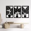 Set of 3 Potted Houseplant Wood Wall Art 145x80