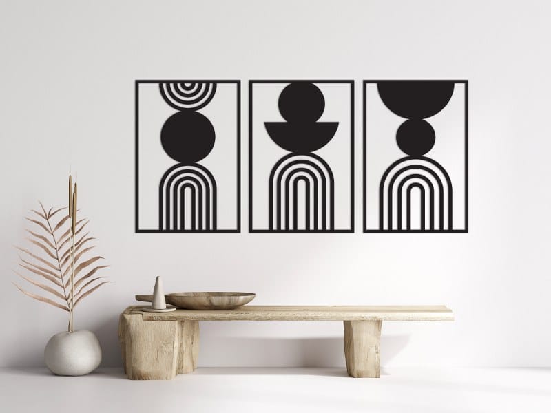 Bohemian Geometric Wood Wall Art Set 175x80