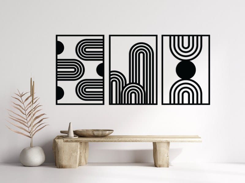 Abstract Arches Wood Wall Art Set 175x80