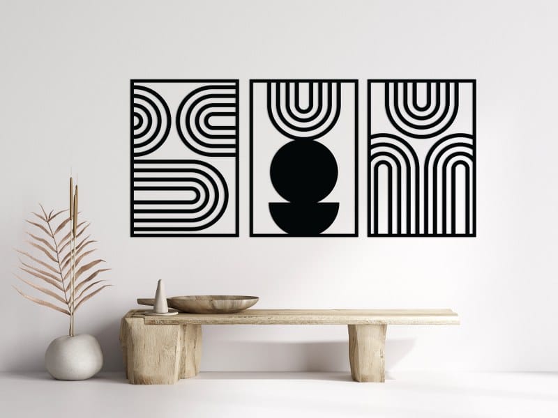 Mid-Century Modern Triptych Wood Wall Art 175x80