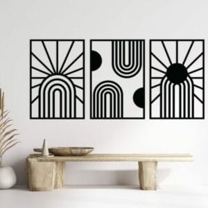 Abstract Sun and Rainbow Wood Wall Art Set 175x80