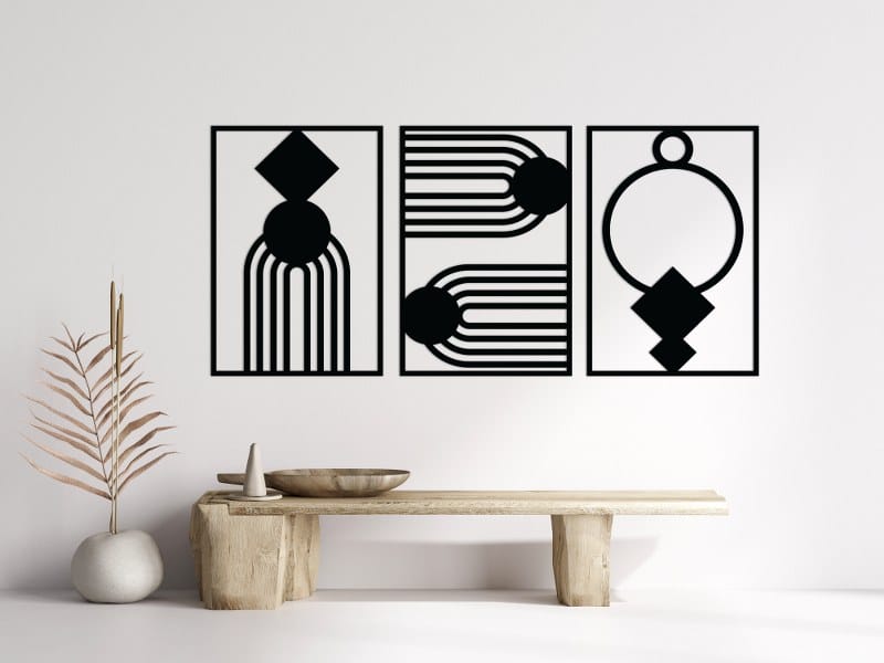 Abstract Geometric Shapes Wood Wall Art Set 175x80