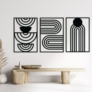 Abstract Flowing Arches Wood Wall Art Set 175x80