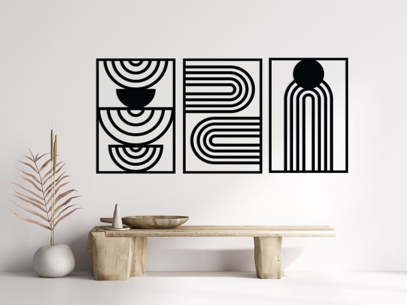 Abstract Flowing Arches Wood Wall Art Set 175x80