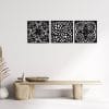Geometric Flower Triptych Wood Wall Art 125x40