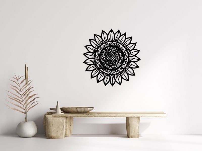 Geometric Sunflower Wood Wall Art 80x80