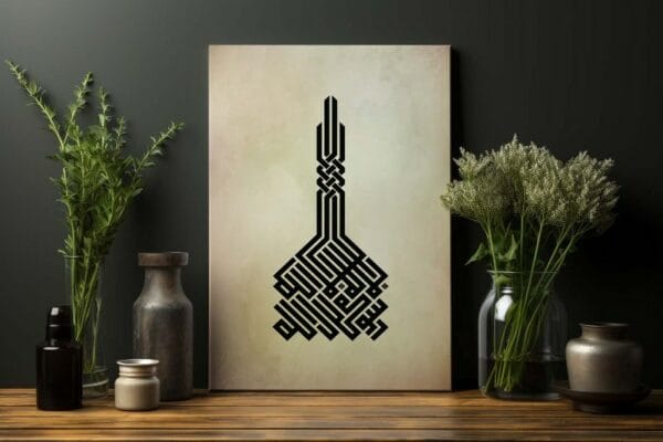 لوحة جدارية مطبوعة على قماش: "لا إله إلا الله محمد رسول الله"
