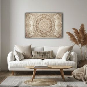 Big Beige Mandala Canvas Wall Art Print