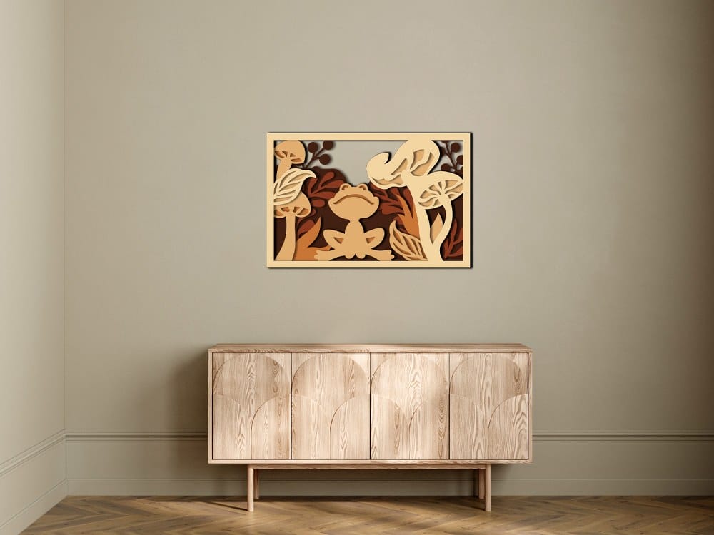 3D Wooden Cartoon Frog Modern Wall Art 80x53